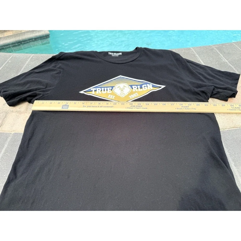 True Religion Men's Short Sleeve Crew Neck Black Logo Graphic T-shirt Size XL